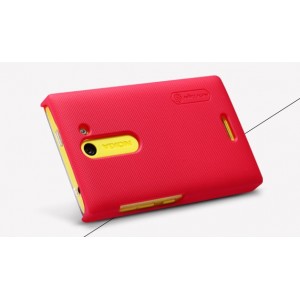 Пластиковый матовый премиум чехол для Nokia Asha 502 Красный