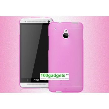 Пластиковый полупрозрачный чехол для HTC One Mini Розовый
