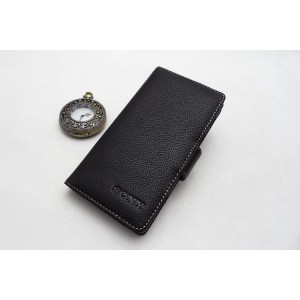 Чехол кожаный книжка горизонтальная (нат. кожа) для Sony Xperia ion Черный