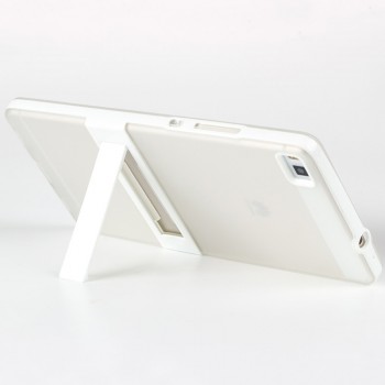 Двухкомпонентный силиконовый чехол с пластиковым каркасом-подставкой для Huawei P8 Белый
