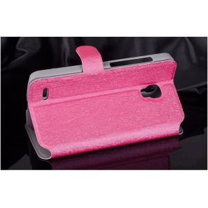 Текстурный чехол флип подставка на пластиковой основе с застежкой и внутренними карманами для Alcatel One Touch Pop 2 (5) Premium Пурпурный