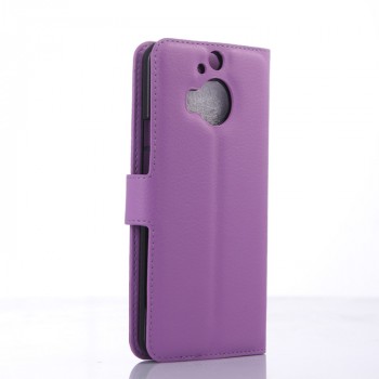 Кожаный чехол портмоне подставка на силиконовой основе с защелкой для HTC One M9+ Фиолетовый