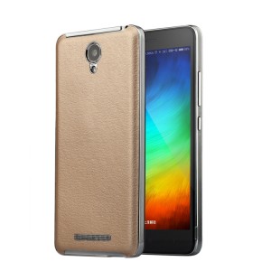 Встраиваемый чехол накладка с кожаным покрытием для Xiaomi RedMi Note 2 Бежевый