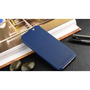Точечный чехол смарт флип с функциями оповещения для HTC One ME Синий