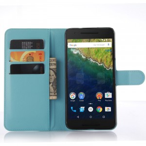 Чехол портмоне подставка с защелкой для Google Huawei Nexus 6P Голубой