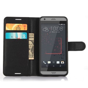 Чехол портмоне подставка на силиконовой основе и магнитной защелкой для HTC Desire 530/630 Черный