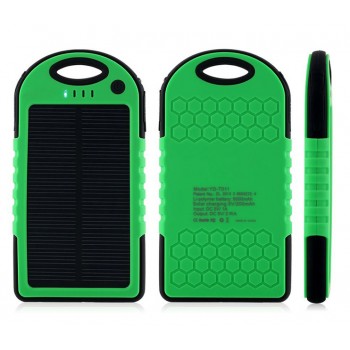 Влагопылезащищенное антискользящее портативное зарядное устройство с солнечной батареей 5000 mAh Зеленый
