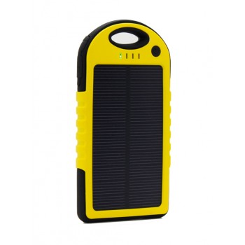 Влагопылезащищенное антискользящее портативное зарядное устройство с солнечной батареей 5000 mAh Желтый