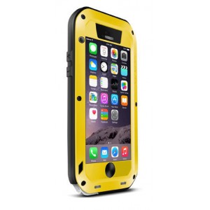 Ультрапротекторный пылеводоударостойкий чехол алюминиевый сплав/закаленное стекло/силиконовый полимер для Iphone 6 Желтый