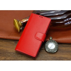 Кожаный чехол портмоне (нат. кожа) для Fly Universe 5.7 IQ457 Красный