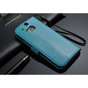 Чехол портмоне-подставка для HTC One (M8) серия Business Голубой