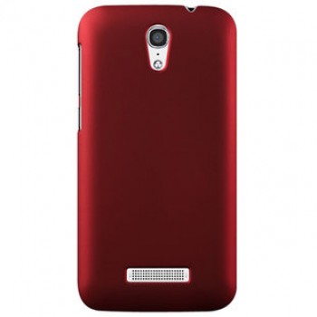 Пластиковый матовый металлик чехол для Alcatel One Touch Pop S7 Красный