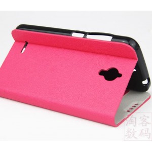 Текстурный чехол флип подставка с застежкой и внутренними карманами для Alcatel One Touch Idol 2 mini Розовый