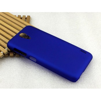 Пластиковый матовый металлик чехол для HTC Desire 620 Синий