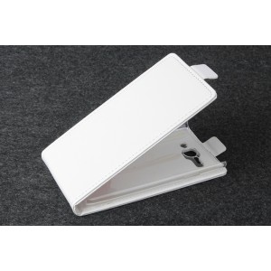 Чехол вертикальная книжка на пластиковой основе с магнитной застежкой для Philips S388 Белый