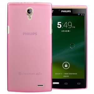 Силиконовый матовый полупрозрачный чехол для Philips S398 Розовый