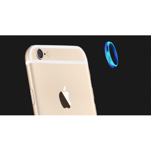 Металлическое защитное кольцо-накладка на объектив камеры для Iphone 6 Plus, цвет Голубой