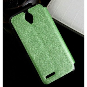Текстурный чехол флип подставка на присоске и силиконовой основе для Alcatel One Touch Idol 2 mini Зеленый