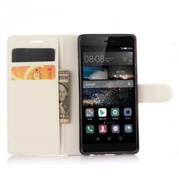 Чехол портмоне подставка на силиконовой основе на крепежной застежке для Huawei P9 Белый