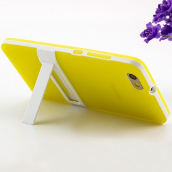 Двухкомпонентный силиконовый матовый непрозрачный чехол с поликарбонатными вставками с встроенной ножкой-подставкой для Huawei Honor 4C Желтый