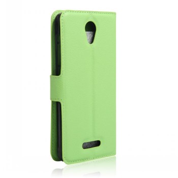 Чехол портмоне подставка на силиконовой основе на магнитной защелке для Alcatel Pop 4 Зеленый