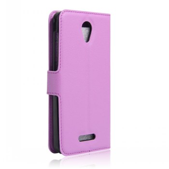 Чехол портмоне подставка на силиконовой основе на магнитной защелке для Alcatel Pop 4 Фиолетовый