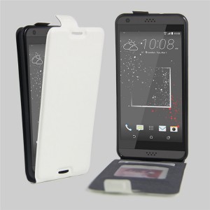 Чехол вертикальная книжка на силиконовой основе с отсеком для карт на магнитной защелке для HTC Desire 530  Белый