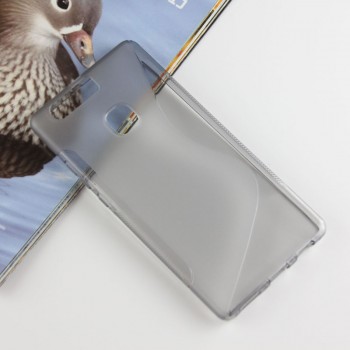 Силиконовый матовый полупрозрачный чехол с дизайнерской текстурой S для Huawei P9 Plus  Серый