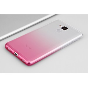 Силиконовый матовый полупрозрачный градиентный чехол для Huawei Honor 5C Розовый