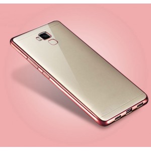 Силиконовый матовый полупрозрачный чехол с текстурным покрытием Металлик для Huawei Honor 5C  Розовый