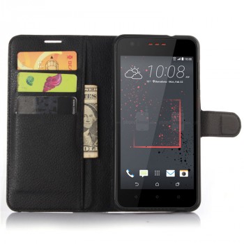 Чехол портмоне подставка на силиконовой основе на магнитной защелке для HTC Desire 825 Черный