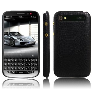 Чехол задняя накладка для Blackberry Classic с текстурой кожи Черный
