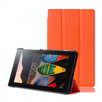 Сегментарный чехол книжка подставка на непрозрачной поликарбонатной основе для Lenovo Tab 3 7 Essential  Оранжевый