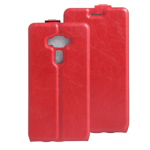 Чехол вертикальная книжка на силиконовой основе с отсеком для карт на магнитной защелке для Asus ZenFone 3 5.5 Красный