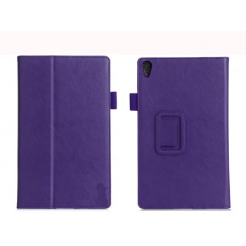 Чехол книжка подставка текстура Узоры с рамочной защитой экрана, крепежом для стилуса, отсеком для карт и поддержкой кисти для Lenovo Tab 3 8 Plus Фиолетовый