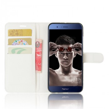 Чехол портмоне подставка для Huawei Honor 8 Pro с магнитной защелкой и отделениями для карт Белый