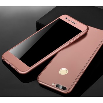 Пластиковый непрозрачный матовый сборный чехол с улучшенной защитой элементов корпуса для Huawei Honor 8 Pro Розовый