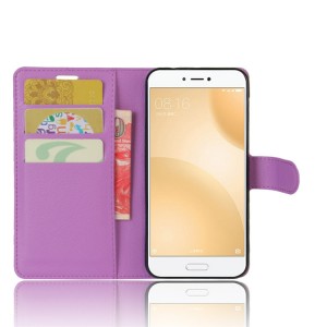 Чехол портмоне подставка для Xiaomi Mi5C с магнитной защелкой и отделениями для карт Фиолетовый