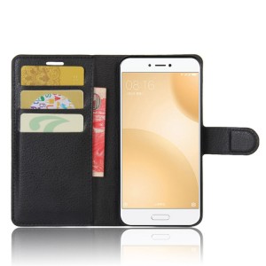 Чехол портмоне подставка для Xiaomi Mi5C с магнитной защелкой и отделениями для карт Черный