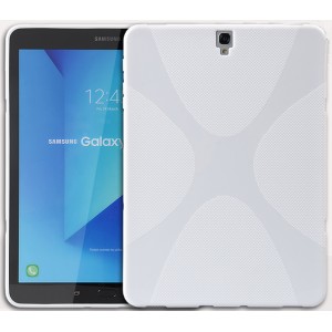 Силиконовый матовый полупрозрачный чехол с нескользящими гранями и дизайнерской текстурой X для Samsung Galaxy Tab S3  Белый