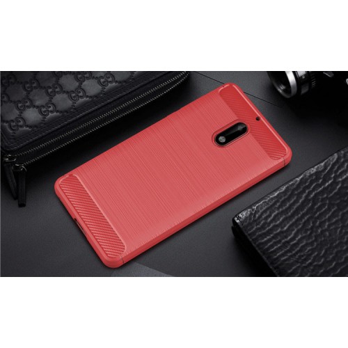 Матовый силиконовый чехол для Nokia 5 с текстурным покрытием металлик, цвет Красный