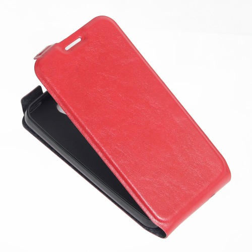 Чехол вертикальная книжка на силиконовой основе с отсеком для карт на магнитной защелке для ZTE Blade A520, цвет Красный