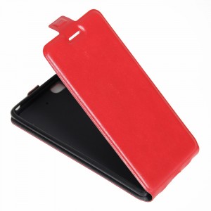 Чехол вертикальная книжка на силиконовой основе с отсеком для карт на магнитной защелке для Xiaomi Mi5C  Красный