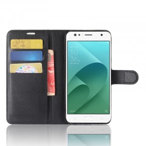 Чехол портмоне подставка для ASUS ZenFone Live ZB553KL/4 Selfie с магнитной защелкой и отделениями для карт Черный