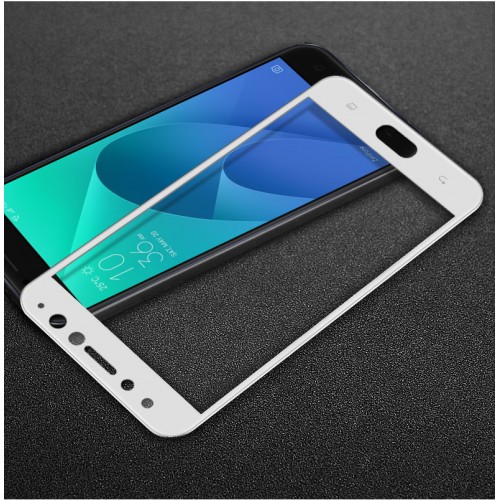 Полноэкранное износоустойчивое сколостойкое олеофобное защитное стекло-пленка для ASUS ZenFone 4 Selfie Pro, цвет Белый