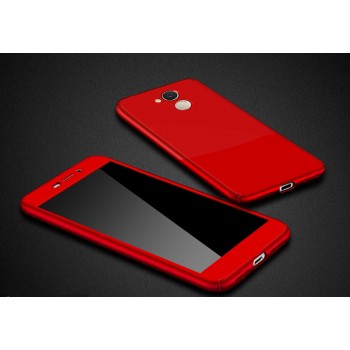 Пластиковый матовый непрозрачный чехол сборного типа для Huawei Honor 6C Pro Красный