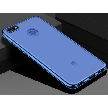 Силиконовый глянцевый полупрозрачный чехол текстура Металлик для Huawei Nova Lite (2017) Синий