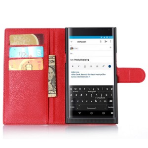 Чехол портмоне подставка на пластиковой основе на магнитной защелке для Blackberry Priv  Красный