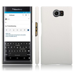 Чехол задняя накладка для Blackberry Priv с текстурой кожи Белый