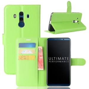 Чехол портмоне подставка для Huawei Mate 10 Pro с магнитной защелкой и отделениями для карт Зеленый